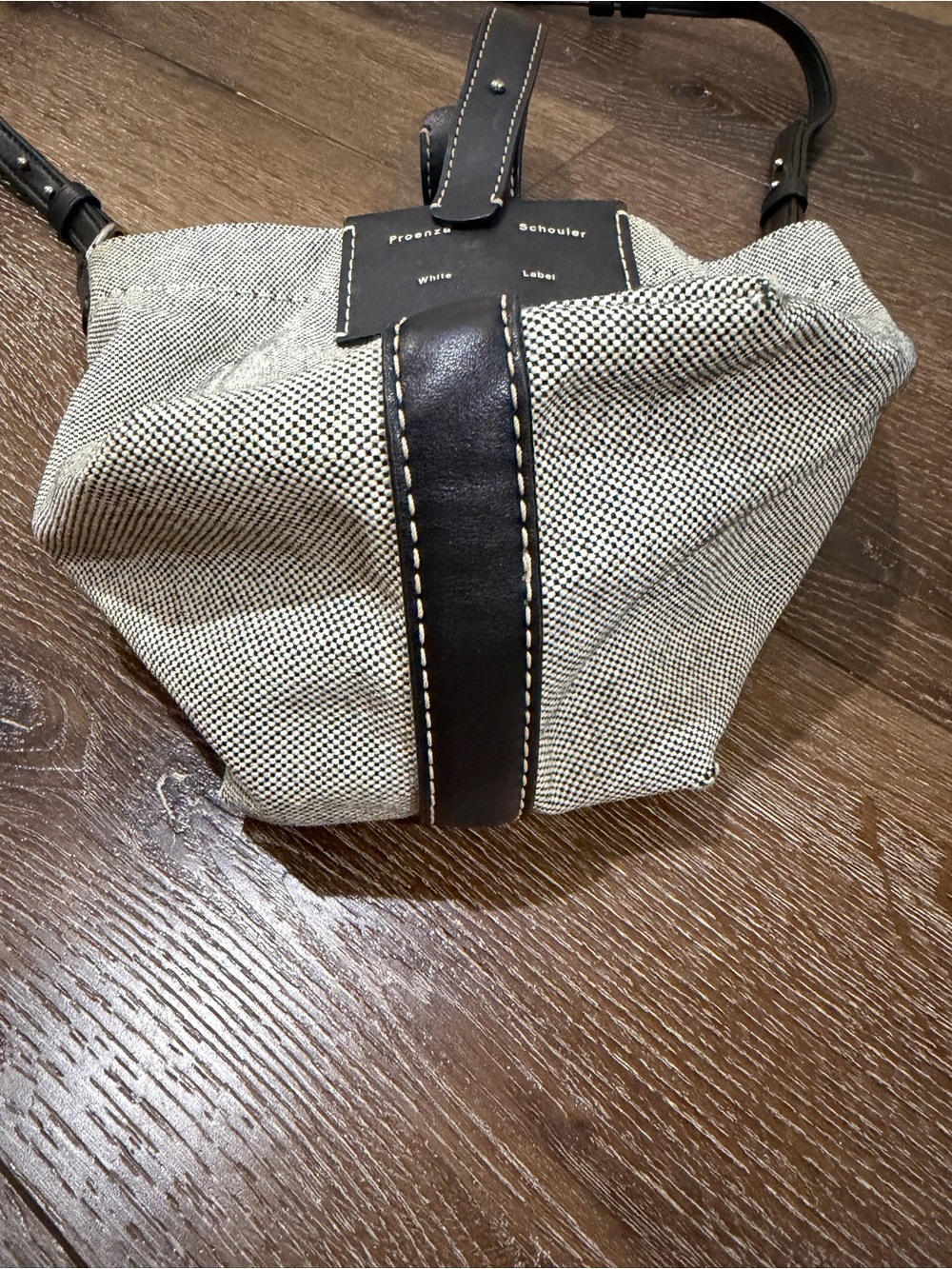 Proenza Schouler Gray Canvas Crossbody bucket bag with Black Leather Trim - Picture 4 of 8